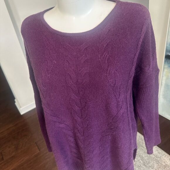 Ply Cableknit Cashmere Women’s Purple Sweater M - Picture 2 of 6